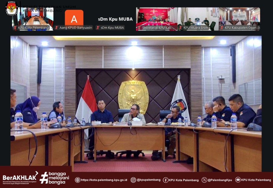 Ketua dan Anggota KPU Kota Palembang Menghadiri Zoom Meeting Dalam Rangka Penguatan Kelembagaan