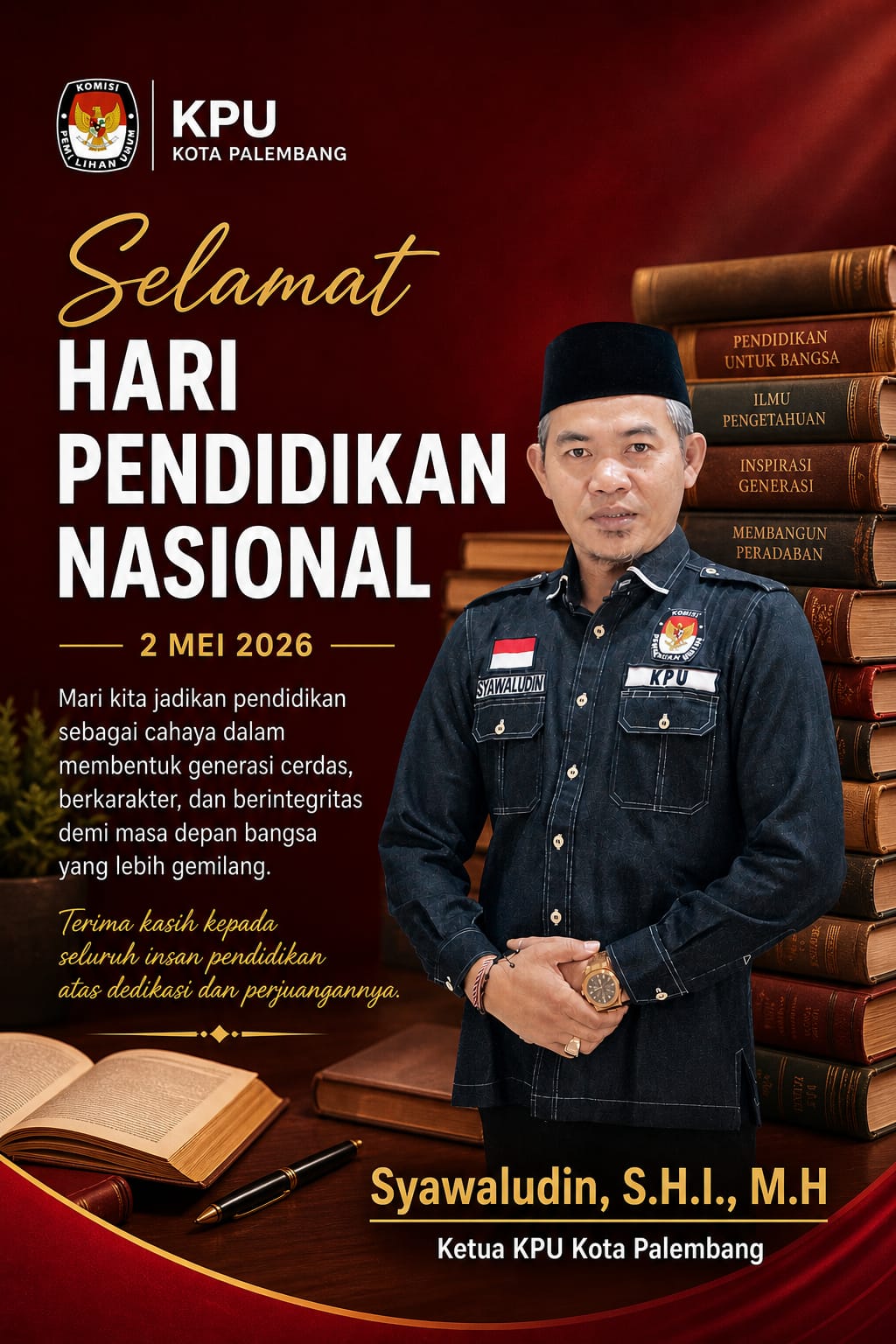 KPU Kota Palembang mengucapkan Selamat Hari Pendidikan Nasional