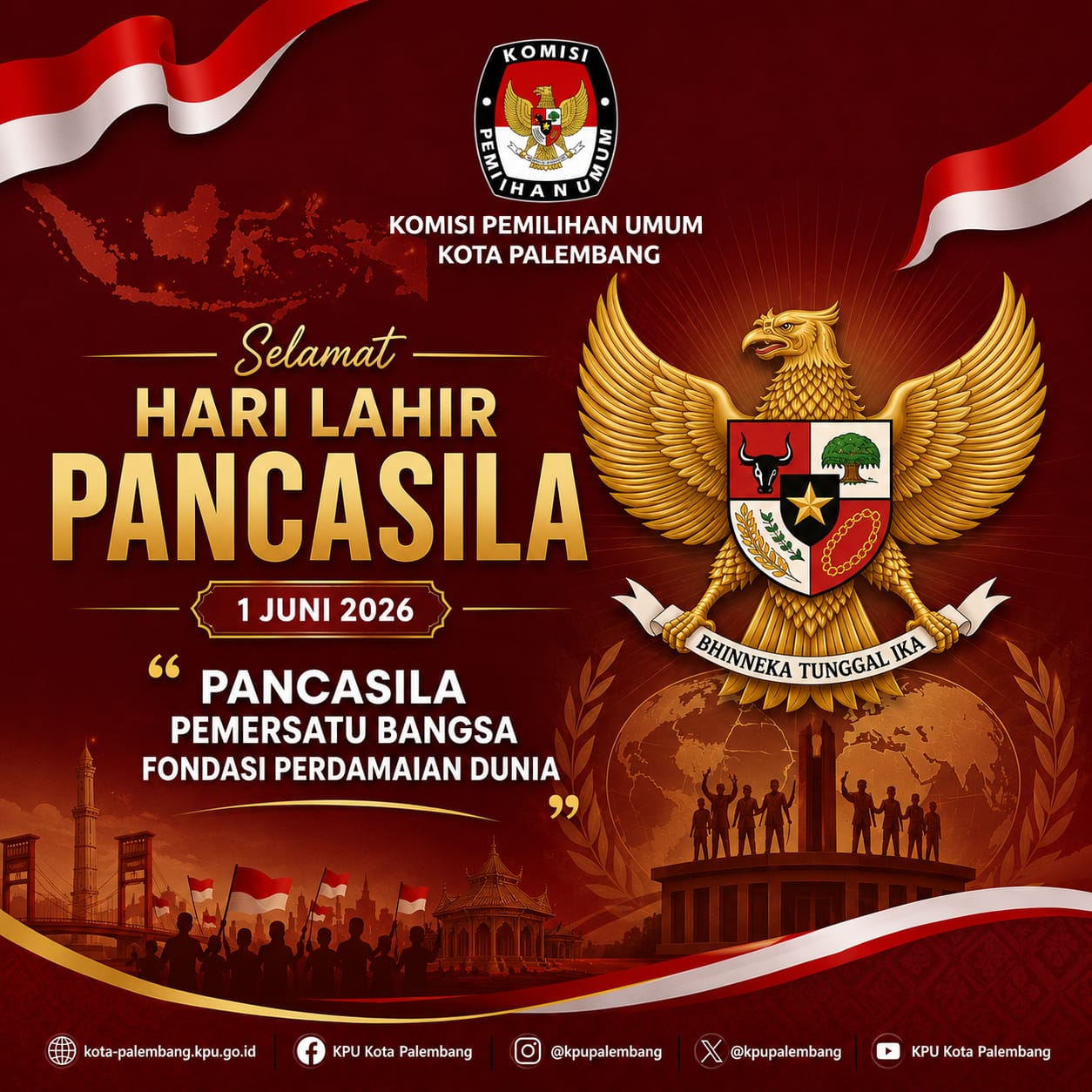 KPU Kota Palembang mengucapkan Selamat Hari Lahir Pancasila 1 Juni 2026