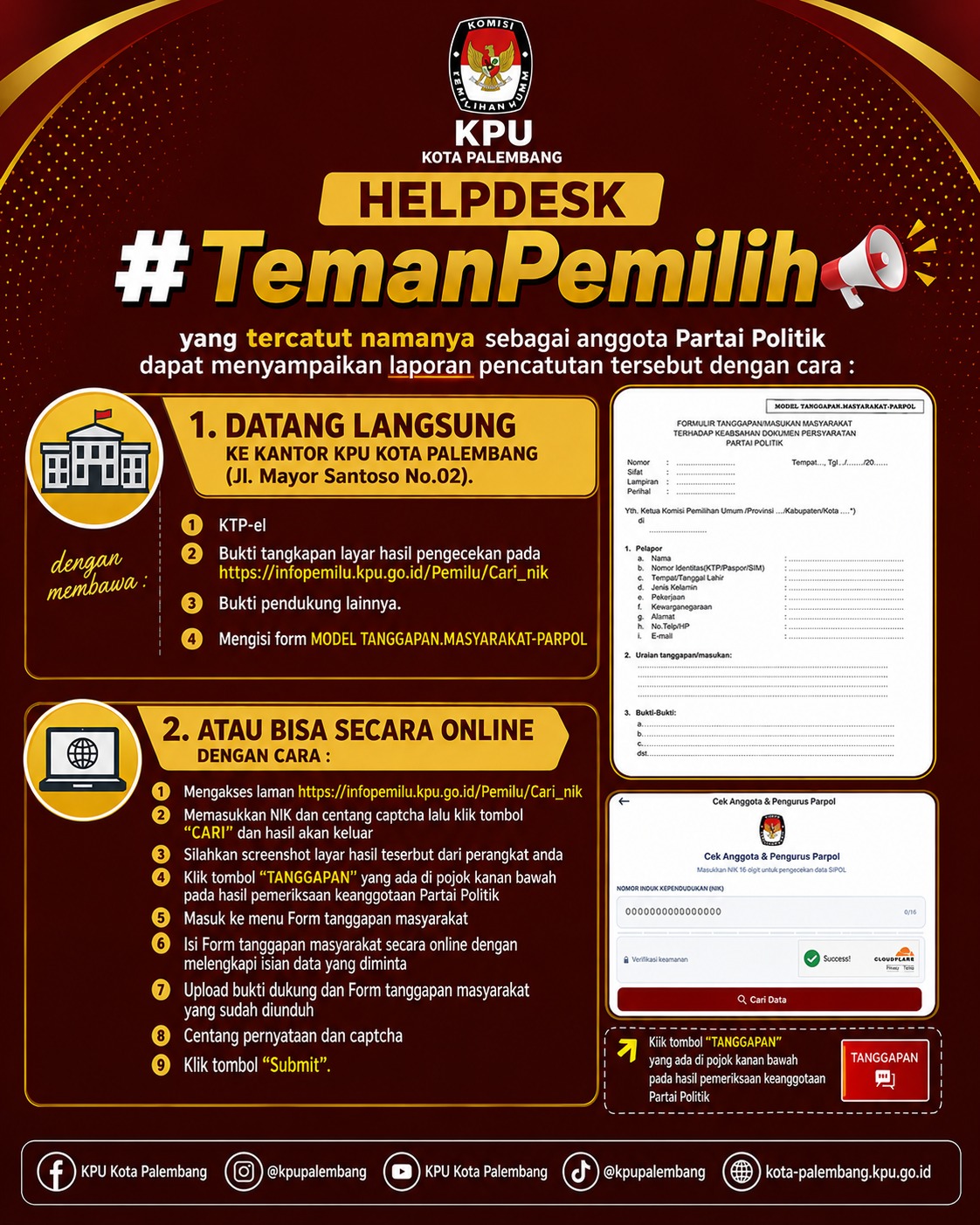 pengecekan keanggotaan partai politik : https://infopemilu.kpu/Pemilu/Cari_nik.