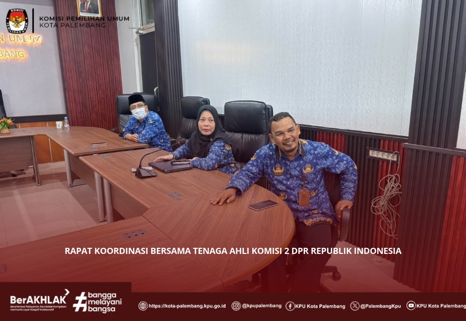 KPU Kota Palembang mengikuti Zoom meeting bersama KPU Provinsi Sumatera Selatan