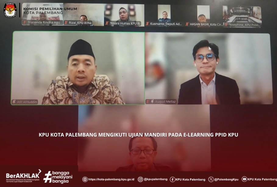 KPU Kota Palembang mengikuti Ujian Nasional PPID 2026 melalui Zoom Meeting